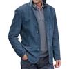 TBCAZEE Giacche Blazer Vintage da Uomo Giacca Sportiva con Risvolto Giacca in Pelle Scamosciata Finta Giacca Occidentale per Uomo Giacca Casual Elegante Autunno Inverno Outwear Blu XL