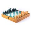 MANOPOULOS Bauhaus Legno Set di Scacchi Turchese Similpelle Tavola 40cm
