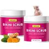 IATAHI Scrub Bikini con 10% Di Aha+Bha e Curcuma per la Zona Bikini e Ascelle,2pcs Scrub Corpo Scrub Salino Balinian Spa,Crema Esfoliante,Rimuove Peli Incarniti E Imperfezioni da Rasatura