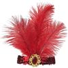 Fenisonavy Set di copricapi con piume 2 pezzi in stile retrò anni '20 con paillettes adatto a donne adolescenti e bambini ideale per carnevali feste e matrimoni (Rosso, 3 piume)