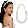 BUYOGET Fascia elastica intrecciata grigia, 3 fili, capelli sintetici, intrecciati, regolabile, da donna