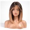 HAIRCUBE Parrucca 16 Pollice Marrone e Rame Bionda con Bangs Onda per il quotidiano e Cosplay