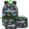 Get Trend Minecraft 3 Pezzi Capiente Zaino Ragazzo Set con Borsa Termica Porta Pranzo e Astuccio 2 Scomparti per la Scuola e il Tempo Libero (Multi Creeper)