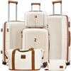 Joyway Set di valigie 6 pezzi a guscio rigido in PP leggero con 4 ruote e serratura TSA Il set di valigie contiene 1 astuccio per cosmetici, 1 borsa da viaggio e 1 borsa da toilette Bianco