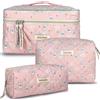 TOPALL Beauty Case da Viaggio Donna,Grande Borsa Cosmetica da Viaggio,Trousse Trucchi Donna in Aggiornata Pelle Cotone,Borsa Porta Trucchi da Toilette Makeup Bag Organizer