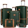 Joyway Valigia da viaggio in ABS a guscio duro Trolley espandibile con serratura TSA e 4 ruote Il set di bagagli a mano include 1 borsa da viaggio e 1 borsa per la toilette Verde