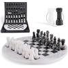 EARTHENTONES Set di scacchi in marmo EarthenTones per adulti con scatola di conservazione complementare, 30 cm Bianco & Nero gioco da tavolo fatto a mano, giochi da tavolo classici per adulti, set di scacchi di