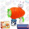 TOGETDREAM Macchina Bolle di Sapone Coniglio Carota, Pistola Bolle di Sapone Automatica Portatile con 20 Bustine di Liquido Bolle di Sapone Bambini, Sparabolle di Sapone Bambini Ideale per Parco e Matrimonio