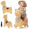 Sun Baby Animale gonfiabile che salta, giocattolo di 1 anno, saltarello per bambini, design ergonomico, cavallo giocattolo, pompa manuale inclusa (Alpaca beige con bandana)
