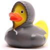 Duckshop Anatra da bagno con cappuccio, grigio, motivo: paperella, L: 8 cm, con portachiavi incluso