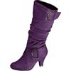 Generic Stivali con tacco Stivali Stivaletti Scarpe da donna Tacco per le donne Stivali affusolati Stivali alti da donna Stivali alti alla coscia per le donne polpaccio largo sexy, Viola, 39.5 EU