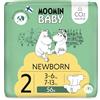 Delipap Muumi Baby Neonato Eco Pannolini Ecologici Taglia 1, 2-5 kg, 25 Pannolini Sensitive Premium