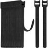 WSZJINB 40 pezzi Fascette Riutilizzabili Lunghe 25 cm, Fascette Nero Regolabili con Gancio e Anello per la Gestione dei Cavi, Cable Management，Organizer