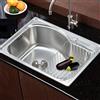 Begoniape Lavello da incasso in acciaio inox, da cucina, con cestello, accessori di scarico, da incasso, 65 x 44 x 22 cm
