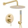 VALAZ Doccia da incasso oro opaco monocomando rotondo a parete con spruzzatore a pioggia da 20 cm serie Cenia