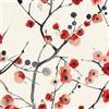 ICYEHAO Carta da Parati Fiori Rossa, 44 x 300 cm Carta da Parati Floreale Beige e Nero Ramo Parato Adesivo Fiori di Prugna Alberi Piante Boho Pellicola Adesiva per Mobili,Camera da Letto,Soggiorno,Bagno