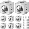 QWORK® 8 pezzi staffe angolari a 3 vie argento con viti , per profilo estruso di alluminio serie 2020 con fessura da 6 mm, compatibile con accessori stampante 3D/CNC