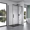 Mai & Mai Box Doccia 80x100x195cm con Piatto Doccia, Porta Scorrevole | Cabina Doccia, Vetro Trasparente 8mm, Ravenna18K, Nero, Vetro ESG, Rivestimento Easy-Clean, Apertura Sinistra/Destra