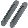 Niboken Maniglia Ovali Porta Scorrevole Autoadesiva 180mm, Maniglie Incorporata Nascosta Senza Punzonaturaa 2 Pezzi per Cassetto Armadio Cucina Finestre (Grigio Ferro)