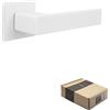 APECS Maniglia per porte interne, moderna, per porta di casa e porta interna, con rosette quadrate, colore bianco opaco, maniglia con materiale di fissaggio per porta, modello REGULUS