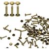 QUARKZMAN 80 Set Di Rivetti A Doppio Cappello 6x12mm Testa Tonda Bronzo | Per Riparazioni Decorazioni Artigianato In Pelle, Borchie Fermagli Tubolari Borchie Metalliche, Acciaio Al Carbonio