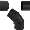 BG INVEST Tubo a Gomito Ø 120 mm Nero per Stufa - Regolabile 0-90° in Acciaio 2 mm - con Porta di Pulizia - Gomito Girevole per Condotto Fumi - per Stufa a Legna/Pellet/Caminetto