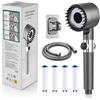 PixelWoW Soffione Doccia Alta Pressione, Doccetta a Mano Con Filtro, Soffione Doccia con Filtro, Doccia a Pressione con 4 Modalità di Getto, Tubo Flessibile 1,5 m, Soffione Doccia a Risparmio Idrico（V2026）