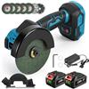 ONEVAN Smerigliatrice angolare elettrica da 4 pollici con motore brushless e due batterie da 4 mAh, potenza 900 W, velocità 12.000 giri/min, viene fornita con 7 lame per sega