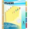 PANDRI - Divisori per raccoglitori, confezione da 120 pezzi, con 5 linguette, formato lettera, per scuola, ufficio, casa, lavoro, colore: giallo