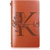 Booson Diario di Viaggio in Pelle con Iniziale, Taccuino Personalizzato Ricaricabile, Regalo di Apprezzamento, Diario di Scrittura, Blocco Appunti per Donne, per Laurea, Compleanno, Natale (K)