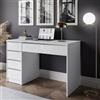 Dmora Scrivania Palau 120x55x143h cm Bianco Bianco Lucido Modulabile 4 Cassetti, Fori Passacavi