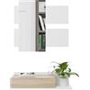 Homey Ingresso con cassetto e Specchio, Modello Sun, Finitura Rovere, Melamina, Bianco/Quercia, 75 cm (ancho) x 116 cm (Alto) x 29 cm (Fondo)