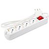 Velamp Multipresa - 4 Prese Polivalenti (Schuko + 10/16A) - Spina Grande 16A - Interruttore Luminoso - Colore Bianco