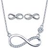 Yumilok Collana da donna in argento Sterling 925, con simbolo dell'infinito, ciondolo con zirconi, orecchini a cerchio, set di gioielli per donne, ragazze, oro rosa