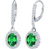 CONILOK Orecchini Pendenti da Donna con Zirconi- Orecchini Aureola Ovale in Argento 925 Ipoallergenico, Orecchini a Ciondolo Verde Moda e Scintillanti, Gioielli Eleganti da Regalo per Lei