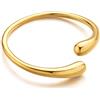 WOWORAMA Braccialetti da donna a forma di goccia, regolabili, placcati in oro 18 carati, grossi braccialetti a polsino aperto, minimalisti, spessi braccialetti da polso in oro, One Size, Ottone,