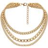 generic Collana da donna punk semplice: collana a catena retrò multistrato grossa per collana, Alluminio, Nessuna pietra preziosa, dorato