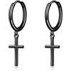 Cangall Orecchini a cerchio in argento 925 con ciondolo, in argento sterling 925, pendenti con zirconi, a forma di cuore, croce, goccia d'acqua, per dormire, cartilagine, orecchini a cerchio in