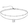 U7 Bracciale Cavigliera Donna con Ciondolo Iniziale E Personalizzato in Acciaio Inossidabile, Cavigliera Doppio Strato con Lettera A colore Argento, Gioielli per Estiva e Vacanze