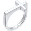 Kuzzoi Anello da uomo con design a croce, lucido, anello a croce (13 mm) per uomo, in argento sterling 925, anello in argento con simbolo di fede, misura anello 60-66, 0603390722