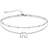 U7 Bracciale Cavigliera Donna con Ciondolo Iniziale M Personalizzato in Acciaio Inossidabile, Cavigliera Doppio Strato con Lettera A colore Argento, Gioielli per Estiva e Vacanze