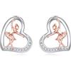 YFN Orecchini di danza classica Orecchini sportivi in argento Sterling Cuore di danza classica Gioielli Regalo per le donne Ragazze