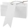 Fyntave 100 etichette regalo con cordino attaccato, 7,1 x 2,3 cm, etichette in carta vuote da appendere con corda scrivibile, etichette per vestiti, fai da te, artigianato, bomboniere di nozze (bianco)