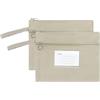 PATIKIL 2 Pezzi Borsa Con Cerniera Mesh Con Manico, Borsa Portadocumenti A5 In Tessuto Oxford A Doppio Strato Per Ufficio Viaggi Puzzle Libri Shopping, Cachi (24cm x 18.5cm)