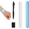 lasuroa 2pz Bracciale Lista Spesa Cancellabili, Silicone Lista Cose Fare Indossabile Braccialetto Promemoria Braccialetto Memo Riutilizzabile con Penna e Gomma per Studenti Insegnanti (Bianco e Blu)