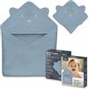 lionelo MUSLIN HOODED TOWEL Asciugamano con Cappuccio 80x80cm per neonato 100% Cotone Naturale Swaddle in Mussola dopo Bagnetto Mantella da Bagno Traspirante Morbida per Bambini (Blu, 80x80 cm)