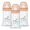 Dodie Set di 3 biberon anti-colica Sensation+ in vetro, 270 ml, 0-6 mesi, tettarella piatta, portata 2