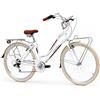 IBK Walking City Bike 28'' da Donna, Bicicletta da Passeggio, Cambio professionale 7 Velocità, Portapacchi e Porta Cestino inclusi (Bianco)