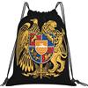 Generic Zaino con Coulisse Armenian Coat of Arms Sportiva Zainetto Pieghevole Sacchetta Sportiva Impermeabile Drawstring Backpack per Unisex Spiaggia Viaggi