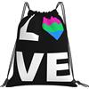 Generic Zaino con Coulisse PolySexual Pride Flag Love LGBTQ Sacchetta Sportiva Impermeabile Drawstring Backpack Leggero Sacca da Palestra per Scuola Unisex Viaggi